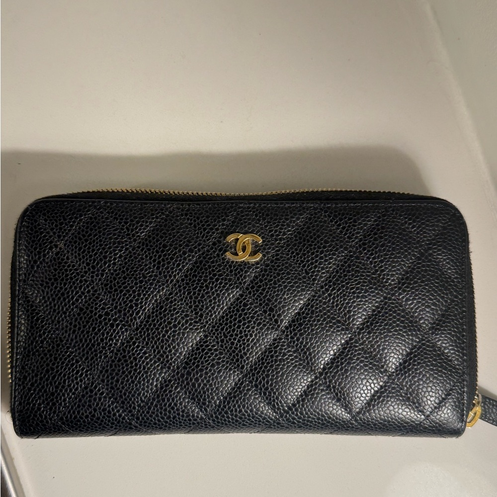 Chanel Black Quilted Caviar Wallet